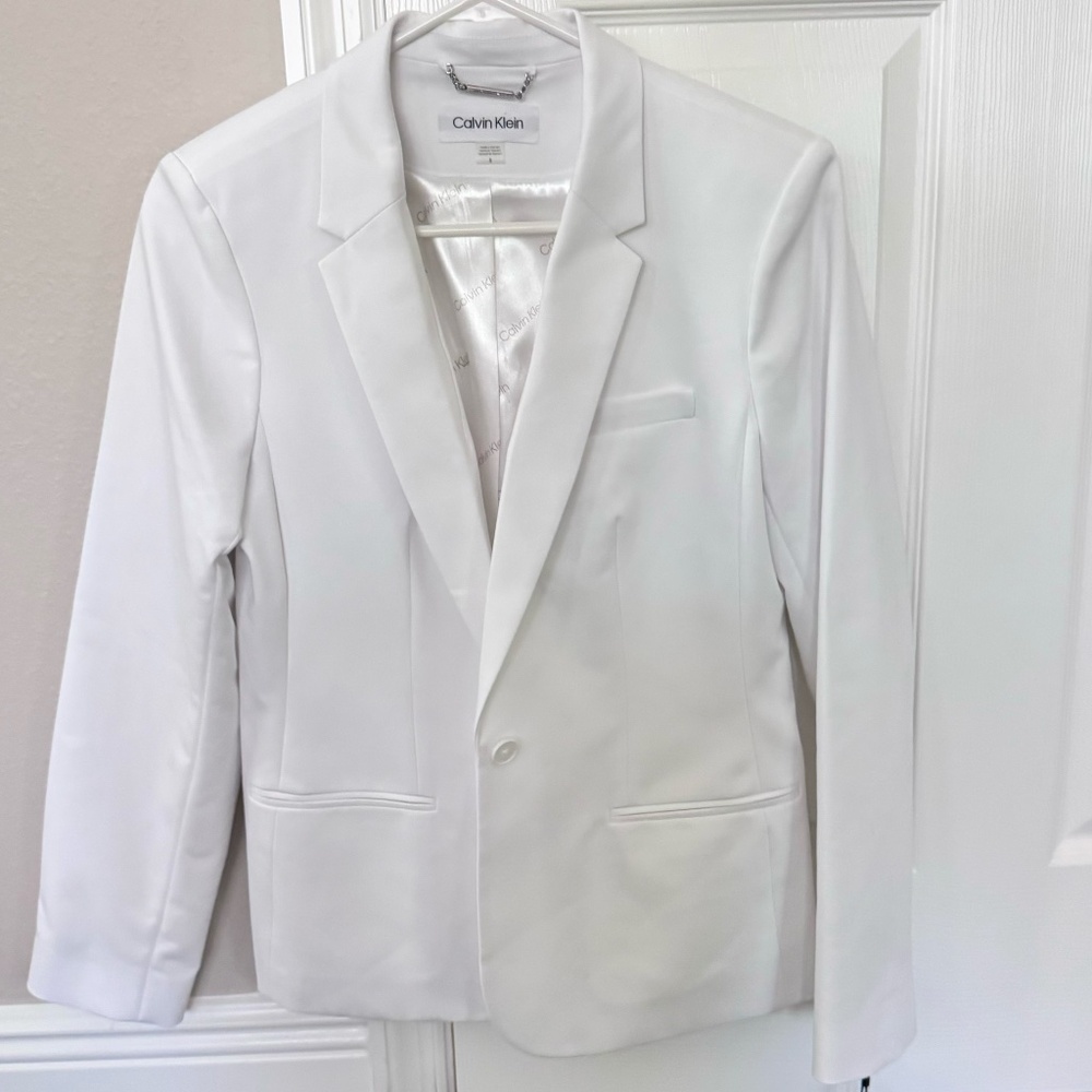 Calvin Klein White Single-Button Blazer
